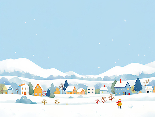 JPG 나무 어린이 겨울 일러스트 주택 한명 풍경 마을 설원 눈 풀 눈덩이 어린이만 설산 눈덮임 국내일러스트 AI일러스트 AI콘텐츠 자연요소 식물 1 계절 컨셉 날씨 산 눈_날씨 사람 건물 파일형식