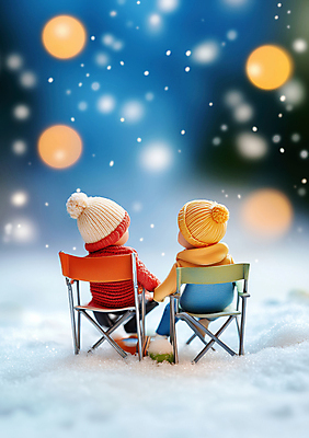 JPG 전신 나무 편집이미지 커플 여자 남자 겨울 휴식 털모자 앉기 성인 두명 손잡기 캠핑 피규어 눈 보케 성인만 캠핑의자 편집실사 AI포토 AI콘텐츠 자연요소 식물 모자_잡화 계절 컨셉 의자 관계 모션 레저 날씨 캠핑도구 사람 미니어처 CG 파일형식