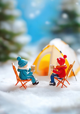 JPG 전신 나무 편집이미지 커플 여자 남자 겨울 휴식 털모자 텐트 들기 앉기 성인 두명 컵 캠핑 피규어 눈 성인만 캠핑의자 편집실사 AI포토 AI콘텐츠 자연요소 식물 모자_잡화 식기 계절 컨셉 의자 관계 모션 레저 날씨 캠핑도구 사람 미니어처 CG 파일형식