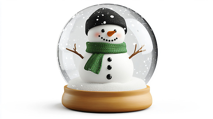 JPG 편집이미지 모자 크리스마스 겨울 눈사람 사람없음 목도리 눈 디지털합성 스노글로브 편집실사 AI컴퓨터그래픽 AI콘텐츠 자연요소 잡화 계절 기념일 날씨 장식 CG 파일형식