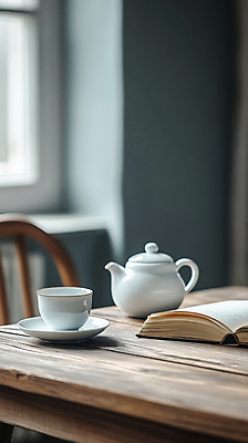 JPG 편집이미지 여유 사람없음 책 도자기 차 찻잔 다기 찻주전자 디지털합성 힐링 나무의자 창틀 나무탁자 편집실사 AI포토 AI콘텐츠 감정 음료 의자 창문 탁자 주전자 잔 목재 다도 CG 파일형식