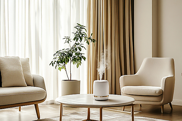 JPG 식물 편집이미지 계절 화분 쿠션 겨울 탁자 건조 실내 사람없음 소파 카펫 가전제품 커튼 수증기 가습기 습도 편집실사 AI포토 AI콘텐츠 가구 의자 내부 CG 파일형식