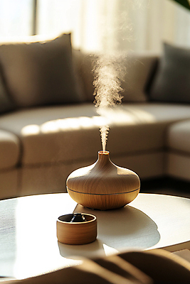 JPG 편집이미지 계절 쿠션 겨울 탁자 건조 실내 사람없음 소파 가전제품 수증기 가습기 습도 편집실사 AI포토 AI콘텐츠 가구 의자 내부 CG 파일형식