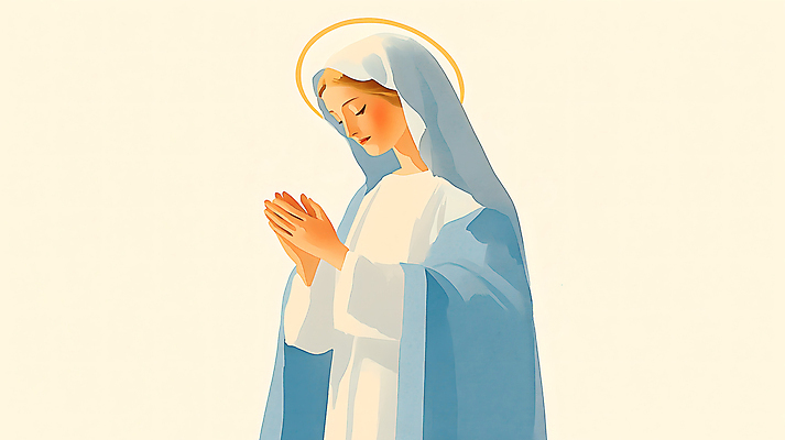 JPG 여자 종교 일러스트 수채화 고개숙이기 한명 성인 빛 눈감음 기도 손모으기 마리아 베일 베이지색 성인여자한명만 국내일러스트 AI일러스트 AI콘텐츠 1 컬러 모션 숙이기 사람 손짓 여자한명만 성인여자만 파일형식