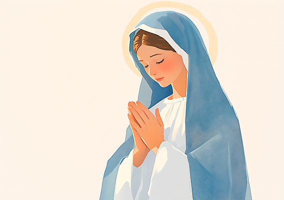 JPG 여자 종교 일러스트 수채화 고개숙이기 한명 성인 빛 태양 눈감음 기도 손모으기 마리아 베일 연분홍색 성인여자한명만 국내일러스트 AI일러스트 AI콘텐츠 자연요소 1 분홍색 모션 숙이기 사람 손짓 여자한명만 성인여자만 파일형식