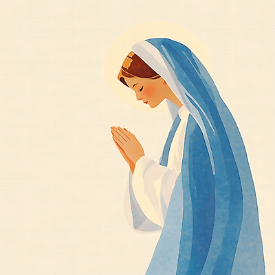 JPG 무료이미지 여자 종교 일러스트 수채화 고개숙이기 한명 성인 빛 태양 눈감음 기도 손모으기 마리아 베일 베이지색 성인여자한명만 국내일러스트 AI일러스트 AI콘텐츠 자연요소 1 컬러 모션 숙이기 사람 손짓 여자한명만 성인여자만 파일형식