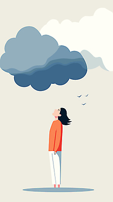 전신 여자 일러스트 한명 서기 성인 먹구름 고개들기 새떼 우울감 우울증 성인여자한명만 국내일러스트 AI파일 1 감정 모션 조류 사람 질병 여자한명만 성인여자만 파일형식 벡터 구름_자연
