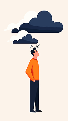 전신 남자 일러스트 한명 서기 성인 먹구름 주머니손 고개들기 베이지색 우울감 우울증 성인남자한명만 국내일러스트 AI파일 1 감정 컬러 모션 사람 질병 남자한명만 성인남자만 파일형식 벡터 구름_자연