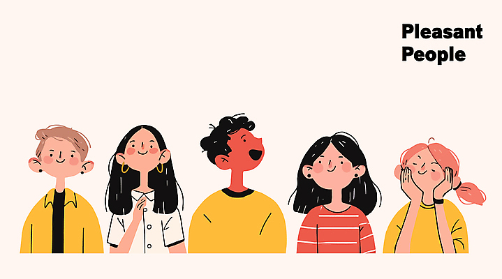 여자 남자 일러스트 미소 웃음 여러명 성인 노란색 손들기 귀걸이 턱괴기 우정 올려보기 즐거움 성인만 국내일러스트 AI파일 감정 컬러 다수 장신구 모션 표정 사람 친구 파일형식 벡터