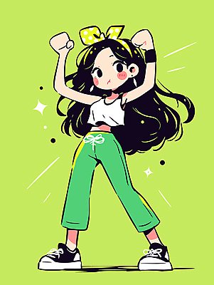 여자 감정 인물캐릭터 스포츠 포즈 일러스트 청소년 건강 한명 소녀 초록색 반짝임 운동 손들기 귀걸이 머리띠 활기 십대여자한명만 일러캐릭터 AI파일 캐릭터 1 어린이 컬러 컨셉 장신구 모션 사람 여자한명만 십대여자만 파일형식 벡터