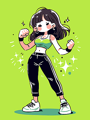 여자 감정 인물캐릭터 스포츠 포즈 일러스트 청소년 건강 한명 소녀 초록색 반짝임 운동 파이팅 귀걸이 체조 활기 십대여자한명만 일러캐릭터 AI파일 캐릭터 1 어린이 컬러 컨셉 장신구 모션 사람 여자한명만 십대여자만 파일형식 벡터