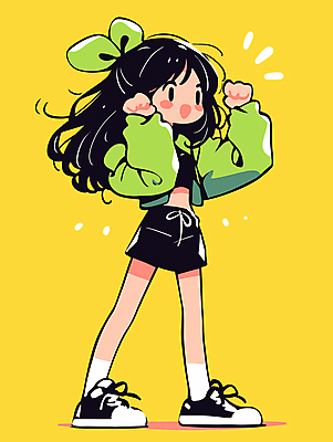 여자 감정 리본 인물캐릭터 스포츠 포즈 일러스트 청소년 건강 한명 소녀 운동 노란색 파이팅 활기 십대여자한명만 일러캐릭터 AI파일 캐릭터 1 어린이 컬러 컨셉 모션 사람 여자한명만 십대여자만 파일형식 벡터