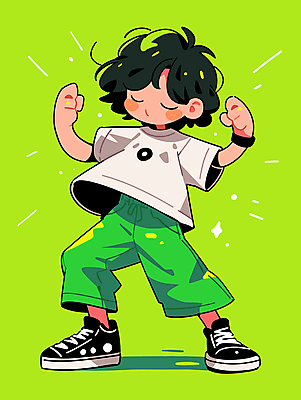 남자 어린이 인물캐릭터 포즈 일러스트 밝음 한명 소년 초록색 운동 눈감음 파이팅 힘 활발 자신감 활기 소년한명만 일러캐릭터 AI파일 캐릭터 1 감정 컬러 컨셉 모션 건강 사람 남자한명만 소년만 파일형식 벡터