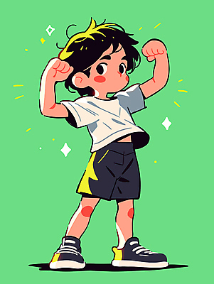 모자 남자 어린이 인물캐릭터 포즈 일러스트 밝음 한명 소년 반짝임 운동 노란색 손들기 힘 주먹 활발 자신감 활기 소년한명만 일러캐릭터 AI파일 캐릭터 1 잡화 감정 컬러 컨셉 모션 건강 사람 남자한명만 소년만 파일형식 벡터