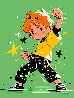 남자 별 어린이 인물캐릭터 포즈 일러스트 밝음 한명 소년 초록색 반짝임 운동 손들기 힘 주먹 활발 자신감 활기 소년한명만 일러캐릭터 AI파일 자연요소 캐릭터 1 감정 컬러 컨셉 모션 건강 사람 남자한명만 소년만 파일형식 벡터