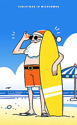 전신 구름 노년 남자 수영복 여행 크리스마스 일러스트 산타모자 산타옷 한명 해변 여름 파란색 선글라스 산타클로스 만지기 파라솔 서핑보드 시원함 노인남자한명만 국내일러스트 AI파일 자연요소 모자_잡화 1 옷 계절 기념일 안경 바다 컬러 모션 사람 성인 보드_스포츠 남자한명만 노인남자만 파일형식 벡터