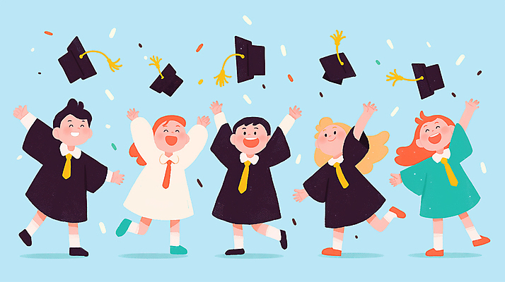 전신 PSD 여자 교육 남자 행복 초등학생 어린이 일러스트 학사모 졸업 새출발 폭죽 초등학교 졸업생 웃음 소녀 소년 여러명 파란색 친구 만세 졸업가운 던지기 즐거움 어린이만 국내일러스트 모자_잡화 학생 감정 컬러 다수 학교 관계 모션 새로움 표정 사람 가운 출발 파일형식