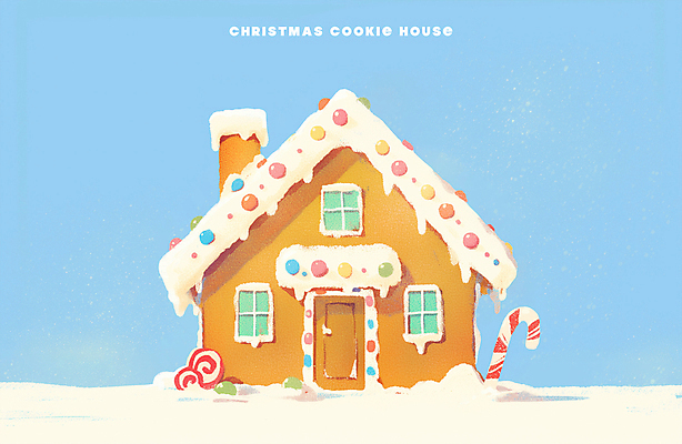 PSD 하늘색 크리스마스 겨울 일러스트 사탕 사람없음 쿠키 눈 달콤 젤리 과자집 국내일러스트 자연요소 계절 기념일 날씨 디저트 파란색 맛 파일형식