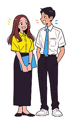 전신 여자 남자 하늘색 일러스트 직장 서기 웃음 들기 성인 두명 파란색 마주보기 직장인 주머니손 성인만 국내일러스트 AI파일 직업 컬러 회사 모션 표정 사람 파일형식 벡터