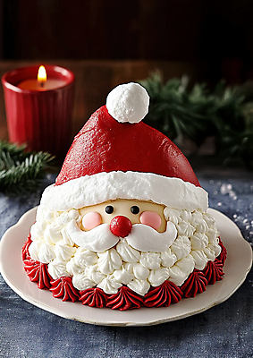 모자_잡화 계절 기념일 잎 크리스마스 케이크 CG 파일형식 AI콘텐츠 솔잎 초 산타모자 사람없음 디지털합성 산타클로스 겨울 JPG 편집이미지 크리스마스케이크 편집실사 AI포토