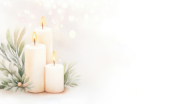 JPG 잎 크리스마스장식 크리스마스 일러스트 초 붓터치 불꽃 수채화 사람없음 번짐 국내일러스트 AI일러스트 AI콘텐츠 식물 기념일 불 파일형식 효과