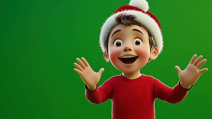 JPG 편집이미지 남자 어린이 크리스마스 겨울 산타모자 3D캐릭터 한명 웃음 소년 초록색 산타클로스 손들기 소년한명만 편집3D AI컴퓨터그래픽 AI콘텐츠 캐릭터 모자_잡화 1 계절 기념일 컬러 모션 표정 사람 3D 남자한명만 소년만 파일형식