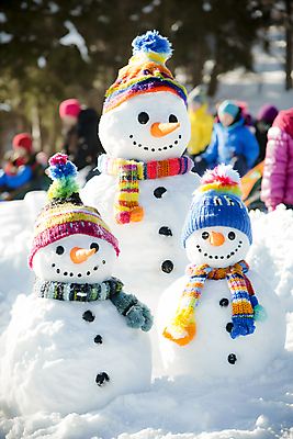 JPG 편집이미지 겨울 눈사람 털모자 미소 여러명 햇빛 목도리 눈 군중 숲 쌓인눈 눈내림 편집실사 AI포토 AI콘텐츠 자연요소 모자_잡화 잡화 계절 다수 날씨 눈_날씨 표정 사람 태양 CG 파일형식