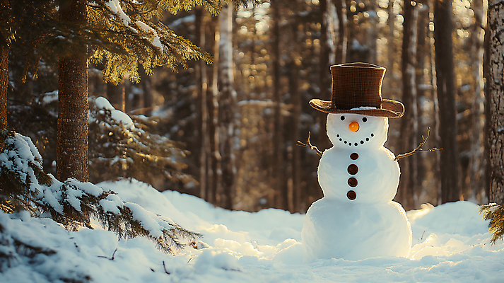 JPG 나무 편집이미지 모자 겨울 눈사람 미소 사람없음 햇빛 눈 숲 쌓인눈 눈내림 편집실사 AI포토 AI콘텐츠 자연요소 식물 잡화 계절 날씨 눈_날씨 표정 태양 CG 파일형식