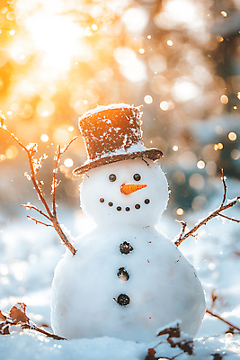 JPG 편집이미지 모자 겨울 눈사람 미소 사람없음 햇빛 눈 보케 쌓인눈 눈내림 편집실사 AI포토 AI콘텐츠 자연요소 잡화 계절 날씨 눈_날씨 표정 태양 CG 파일형식