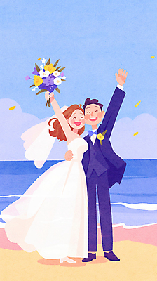 JPG 전신 구름 여자 남자 행복 신부 바다 꽃다발 웨딩드레스 허리손 신랑 결혼 일러스트 자연 결혼식 사랑 들기 성인 해변 두명 파란색 손들기 성인만 국내일러스트 AI일러스트 AI콘텐츠 자연요소 드레스 꽃 감정 컬러 포즈 모션 사람 이벤트 생태계 파일형식
