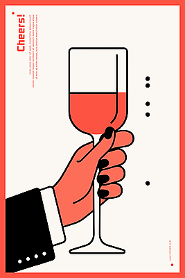 손 음료 와인잔 라인일러스트 일러스트 잔 들기 신체부위 빨간색 파티 건배 세련 국내일러스트 AI파일 식기 컬러 술잔 모션 사람 이벤트 파일형식 벡터