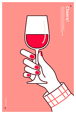 손 음료 와인잔 라인일러스트 일러스트 잔 들기 신체부위 빨간색 파티 축하 모던 건배 세련 국내일러스트 AI파일 식기 컬러 컨셉 술잔 모션 사람 이벤트 파일형식 벡터