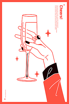 손 음료 라인일러스트 일러스트 잔 들기 신체부위 빨간색 반짝임 파티 축하 건배 샴페인잔 세련 국내일러스트 AI파일 식기 컬러 컨셉 술잔 모션 사람 이벤트 파일형식 벡터