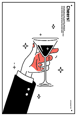 손 음료 와인잔 라인일러스트 일러스트 잔 들기 신체부위 반짝임 파티 검은색 건배 세련 국내일러스트 AI파일 식기 컬러 술잔 모션 사람 이벤트 파일형식 벡터