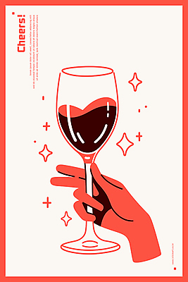 손 음료 와인잔 라인일러스트 일러스트 잔 들기 신체부위 빨간색 반짝임 파티 축하 건배 세련 국내일러스트 AI파일 식기 컬러 컨셉 술잔 모션 사람 이벤트 파일형식 벡터