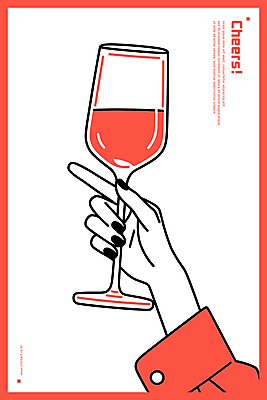 손 음료 와인잔 라인일러스트 일러스트 잔 들기 신체부위 빨간색 파티 건배 세련 국내일러스트 AI파일 식기 컬러 술잔 모션 사람 이벤트 파일형식 벡터