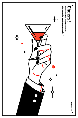 손 음료 와인잔 라인일러스트 일러스트 잔 들기 신체부위 반짝임 파티 검은색 건배 세련 국내일러스트 AI파일 식기 컬러 술잔 모션 사람 이벤트 파일형식 벡터