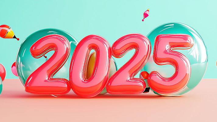 JPG 편집이미지 디자인 미래 타이포그라피 사람없음 빨간색 숫자 3D 표현 입체 풍선 2025년 을사년 편집3D AI컴퓨터그래픽 AI콘텐츠 문자 컬러 컨셉 연도 디지털합성 파일형식