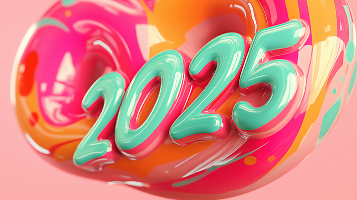 JPG 편집이미지 디자인 하늘색 미래 타이포그라피 사람없음 그래픽 컬러풀 3D 2025년 을사년 편집3D AI컴퓨터그래픽 AI콘텐츠 문자 컬러 컨셉 파란색 연도 디지털합성 파일형식