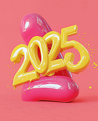 JPG 편집이미지 디자인 분홍색 미래 타이포그라피 사람없음 그래픽 노란색 3D 입체 2025년 을사년 편집3D AI컴퓨터그래픽 AI콘텐츠 문자 컬러 컨셉 연도 디지털합성 파일형식