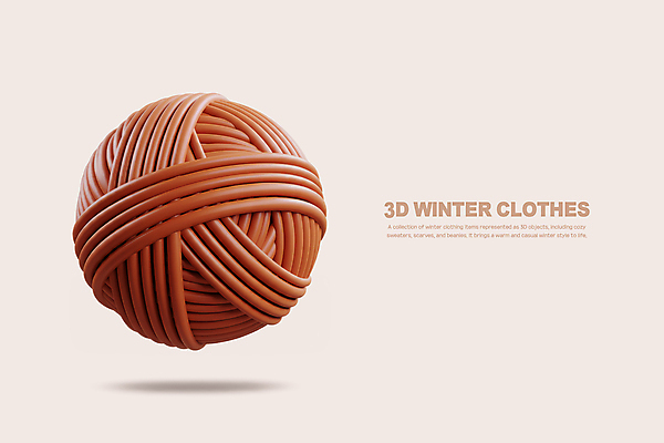 PSD 편집이미지 옷 패션 겨울 사람없음 갈색 털실 포근함 오브젝트 부드러움 편집3D 계절 컬러 3D 감각 실 파일형식