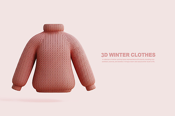 PSD 편집이미지 옷 패션 분홍색 겨울 사람없음 포근함 오브젝트 니트 부드러움 편집3D 계절 컬러 상의 3D 감각 파일형식