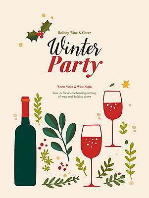 PSD 편집이미지 크리스마스 겨울 와인잔 이벤트 사람없음 파티 와인 풀 와인병 디지털합성 초대장 연말 호랑가시나무열매 홀리데이 편집소스 이미지편집 식물 계절 기념일 열매 술잔 병_용기 휴가 카드_감사 주류 파일형식