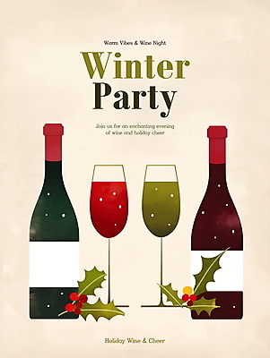 PSD 편집이미지 크리스마스 겨울 와인잔 이벤트 사람없음 파티 와인 와인병 디지털합성 초대장 연말 호랑가시나무열매 홀리데이 편집소스 이미지편집 계절 기념일 열매 술잔 병_용기 휴가 카드_감사 주류 파일형식