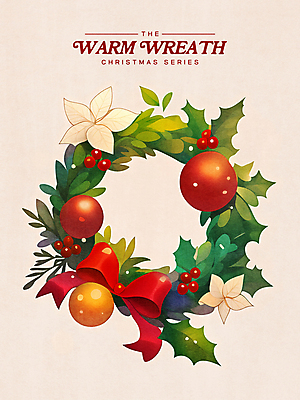 PSD 리본 크리스마스 겨울 일러스트 사람없음 화려 포인세티아 리스장식 호랑가시나무열매 오너먼트 크리스마스리스 국내일러스트 계절 기념일 열매 꽃 컨셉 크리스마스장식 장식 화환 파일형식