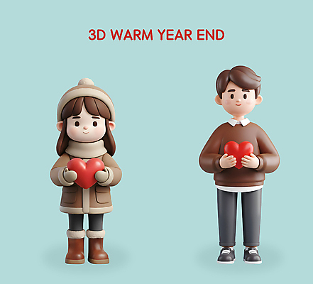 전신 PSD 편집이미지 여자 남자 어린이 장갑 겨울 털모자 사랑 들기 소녀 성인 두명 3D 하트 입체 겨울옷 엘리먼트 연말 편집3D 모양 모자_잡화 잡화 옷 계절 감정 모션 사람 디지털합성 파일형식