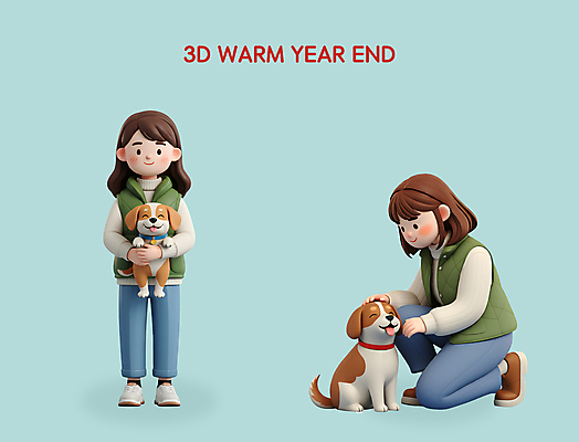 전신 PSD 편집이미지 여자 겨울 안기 사랑 들기 성인 두명 3D 봉사 강아지 입체 엘리먼트 연말 성인여자만 쓰다듬기 편집3D 계절 감정 모션 사람 반려동물 도움 개 디지털합성 여자만 성인만 파일형식