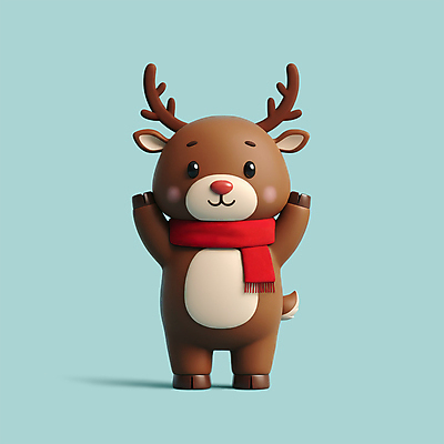 전신 PSD 편집이미지 한마리 크리스마스 겨울 3D캐릭터 사람없음 3D 손들기 귀여움 목도리 만세 루돌프 입체 사슴캐릭터 편집3D 캐릭터 1 잡화 계절 기념일 동물캐릭터 컨셉 모션 사슴 디지털합성 파일형식