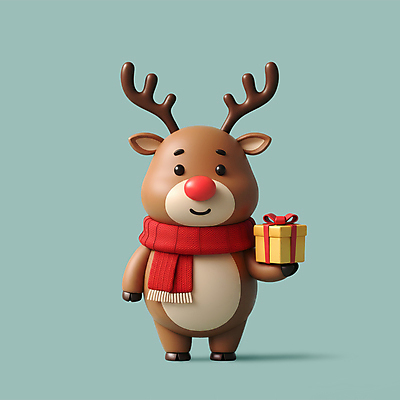 캐릭터 1 잡화 계절 기념일 동물캐릭터 컨셉 크리스마스 모션 사슴 선물 상자 3D 디지털합성 파일형식 리본 선물상자 전신 루돌프 귀여움 겨울 PSD 편집3D 편집이미지 사슴캐릭터 목도리 한마리 사람없음 입체 3D캐릭터 들기