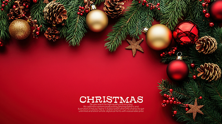 PSD 편집이미지 크리스마스장식 크리스마스 사람없음 빨간색 크리스마스트리 솔방울 오너먼트 카피스페이스 이미지편집 기념일 컬러 공백 파일형식